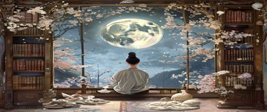 无颜之月彩蛋CG——书房背景墙上挂着一幅画，画中人物与月华面貌相似，是隐藏身世的重要伏笔