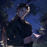 无颜之月男主角林夜的头像插画——深色风衣，眼神坚定，手持一封信件，背景是月色下的庭院